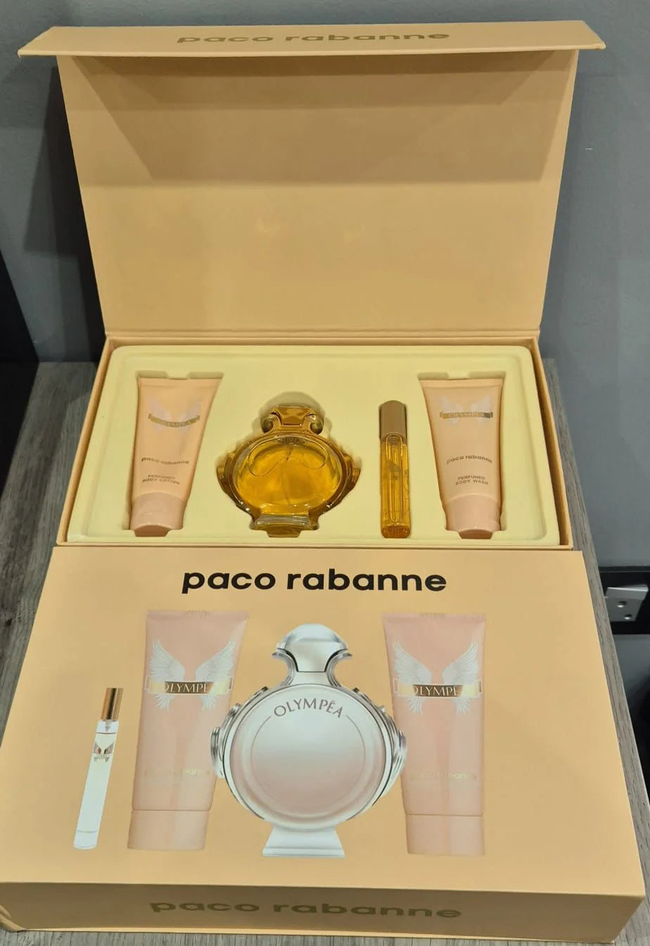 Paco Rabanne Olympea set: 100ml EDT, Pocket Spray, Lotion, Body Wash